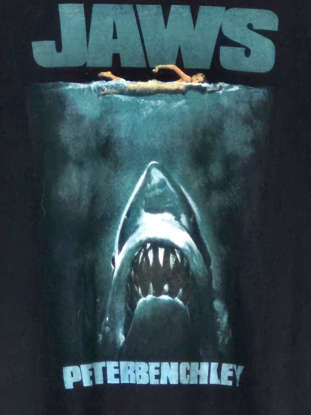 Jaws Graphic Short Sleeve Tee - Black/Teal NWOT-2xL